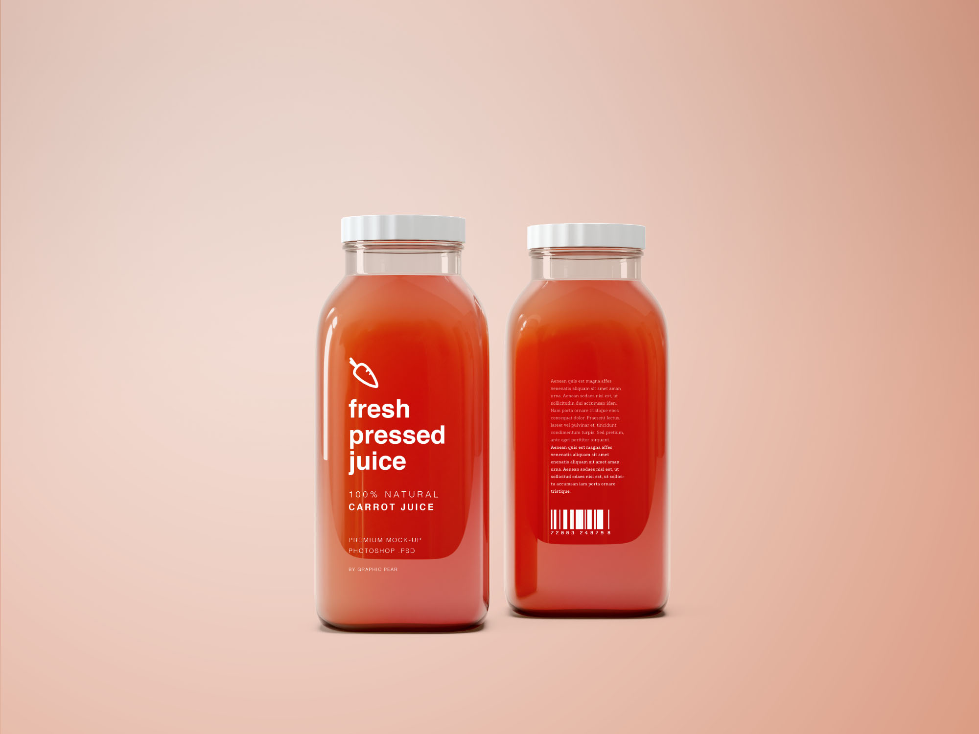 果汁/饮料玻璃瓶外观设计PSD样机模板 Glass Juice Bottle Mockup PSD插图(3)