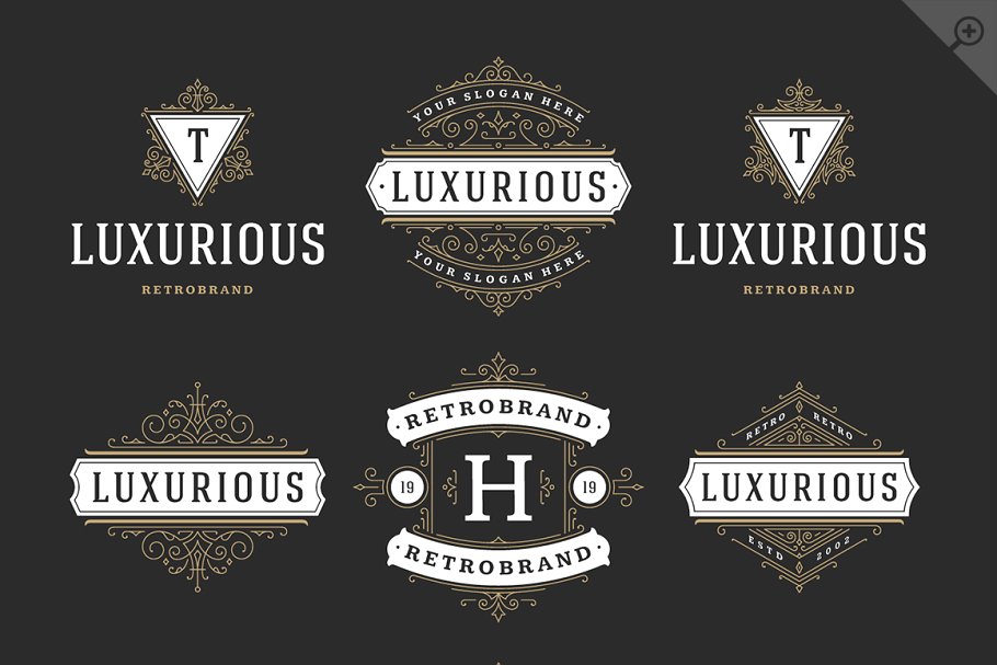 50款复古豪华奢侈品品牌标志模板 50 Luxurious logos & badges插图(6)