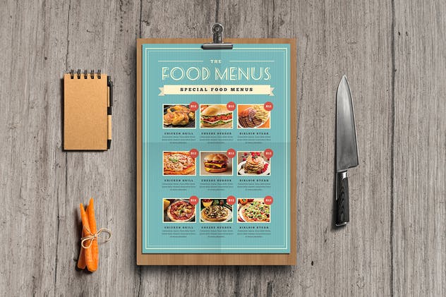 复古设计风格西式餐厅菜单设计PSD模板 Retro Vintage Food Menu插图(5)