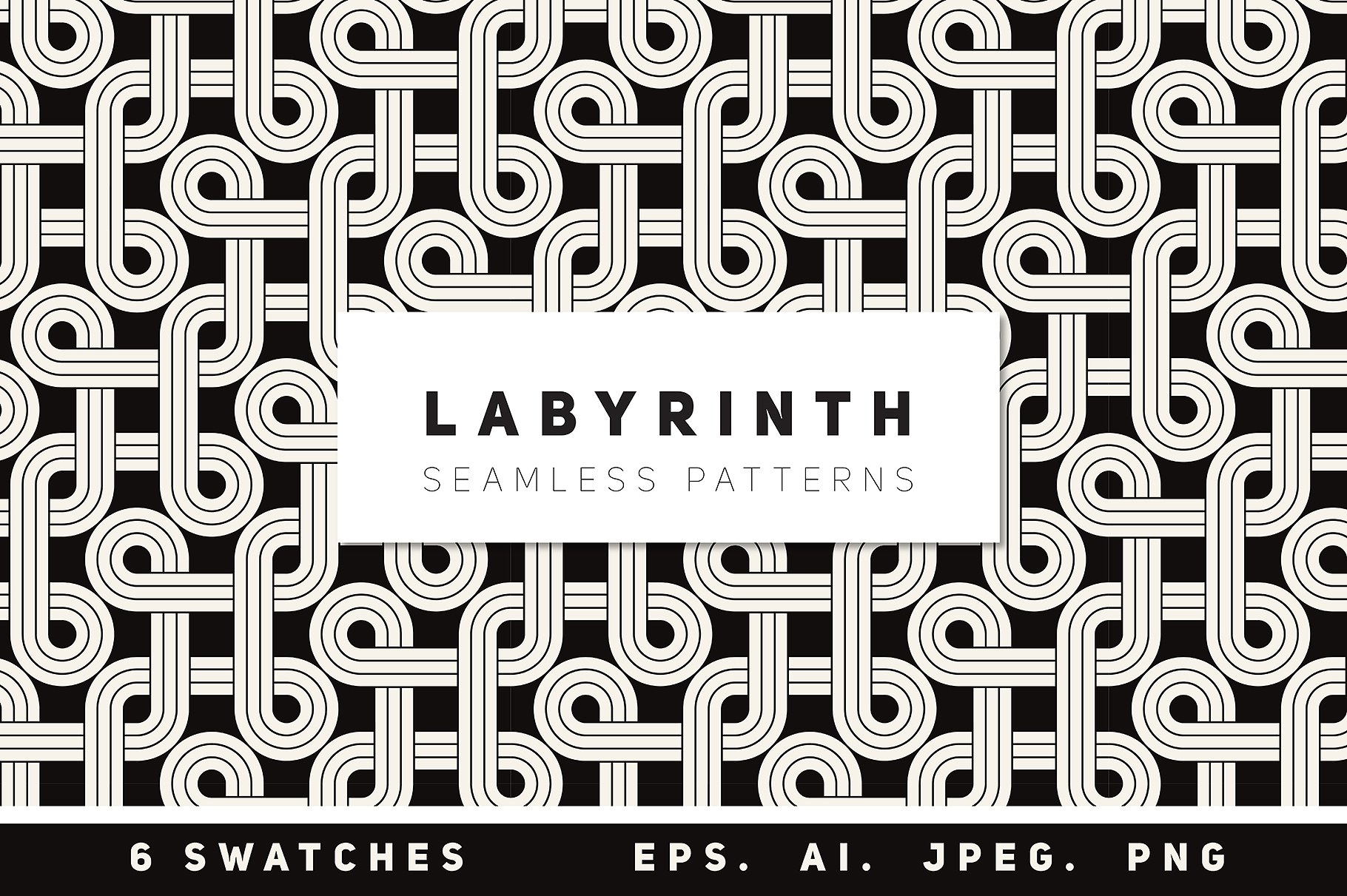 迷宫式无缝图案纹理 Labyrinth Seamless Patterns Set插图