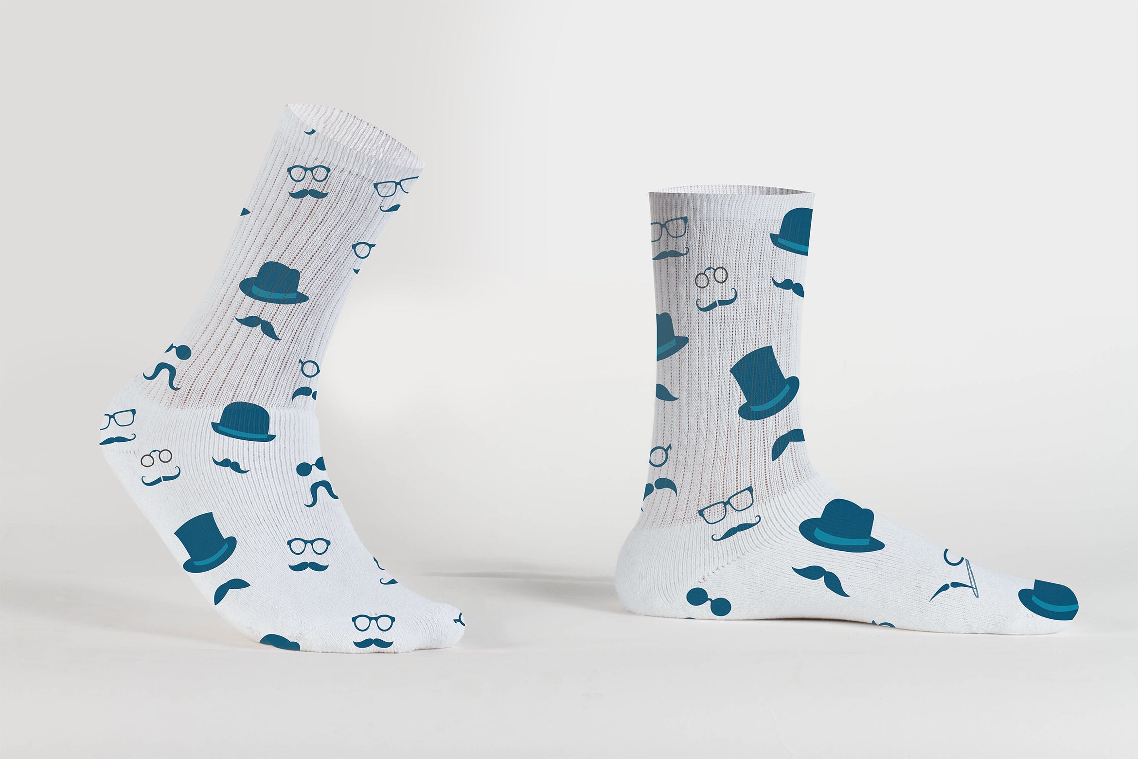 中性袜子印花设计效果图样机模板 Unisex Presentation Socks Mockup插图