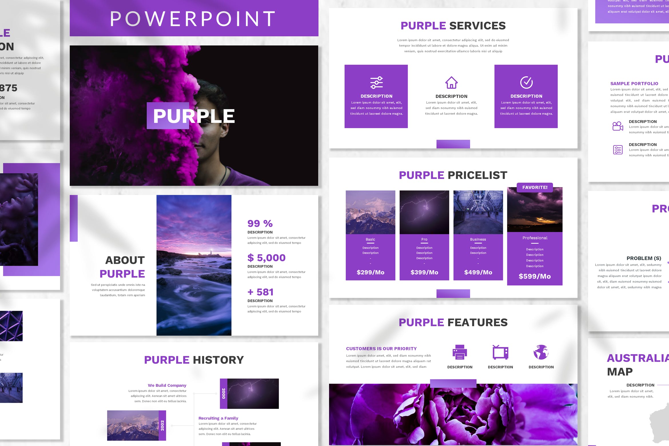 紫色配色风格企业宣讲会公司介绍PPT模板 Purple – Business Powerpoint Template插图