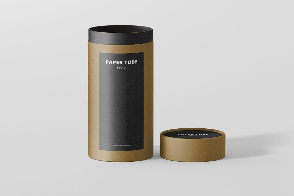 茶叶/咖啡高纸筒包装样机模板 Paper Tube Packaging Mock-Up – Long / High插图