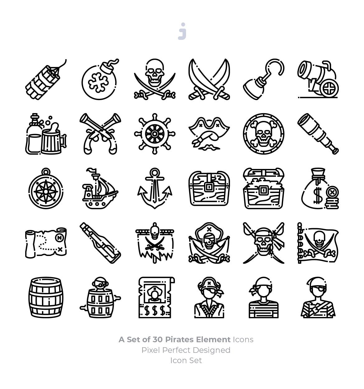 30枚海盗元素矢量图标素材 30 Pirates Element Icons插图(2)