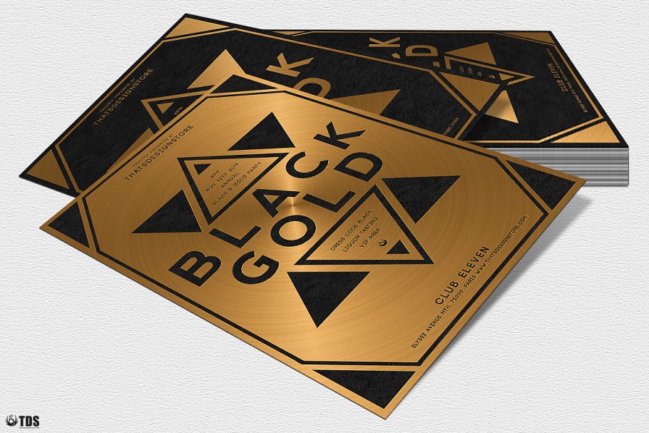 极简主义黑金俱乐部PSD传单模板V.5 Minimal Black Gold Flyer PSD V5插图(3)