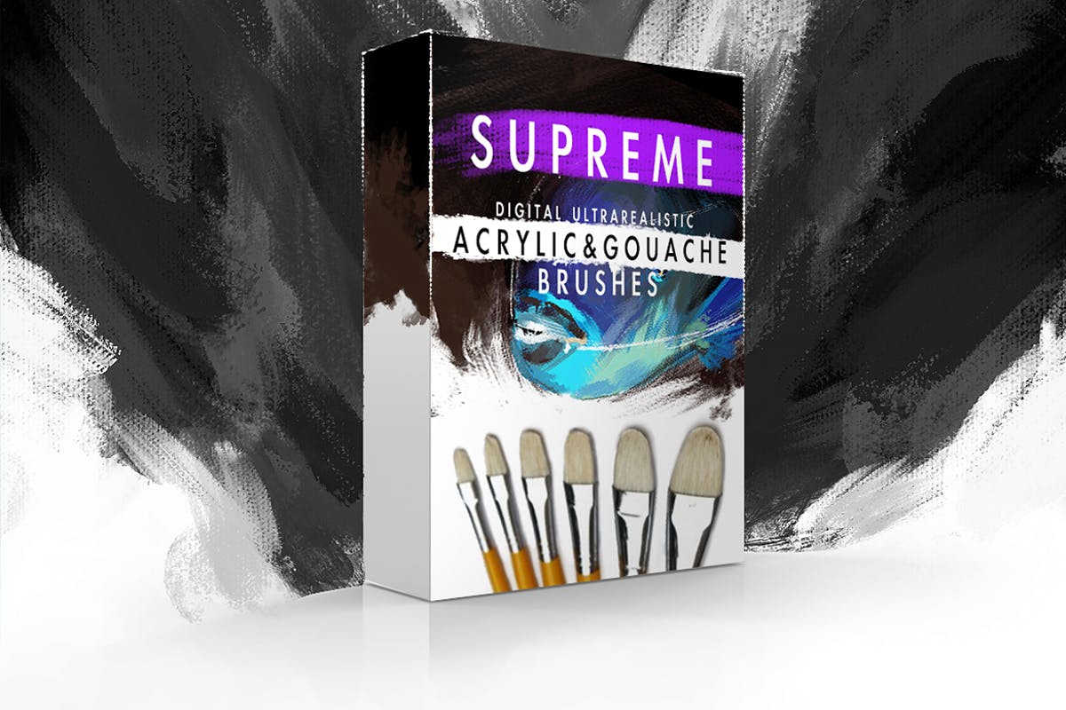 丙烯酸油画＆水彩数码绘画PS画笔笔刷 Supreme Acrylic & Gouache Photoshop Brushes插图