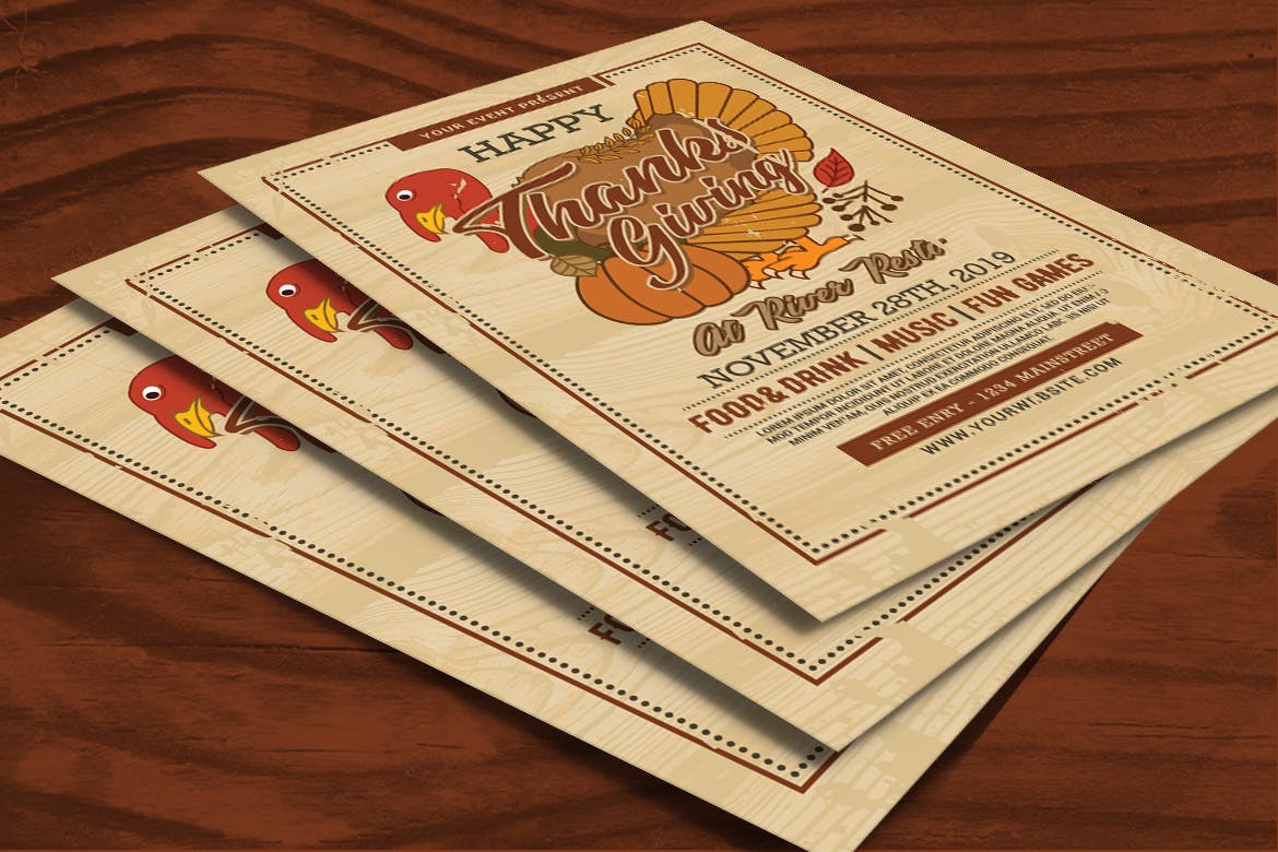 感恩节主题派对海报传单模板素材 Thanksgiving Flyer插图(3)