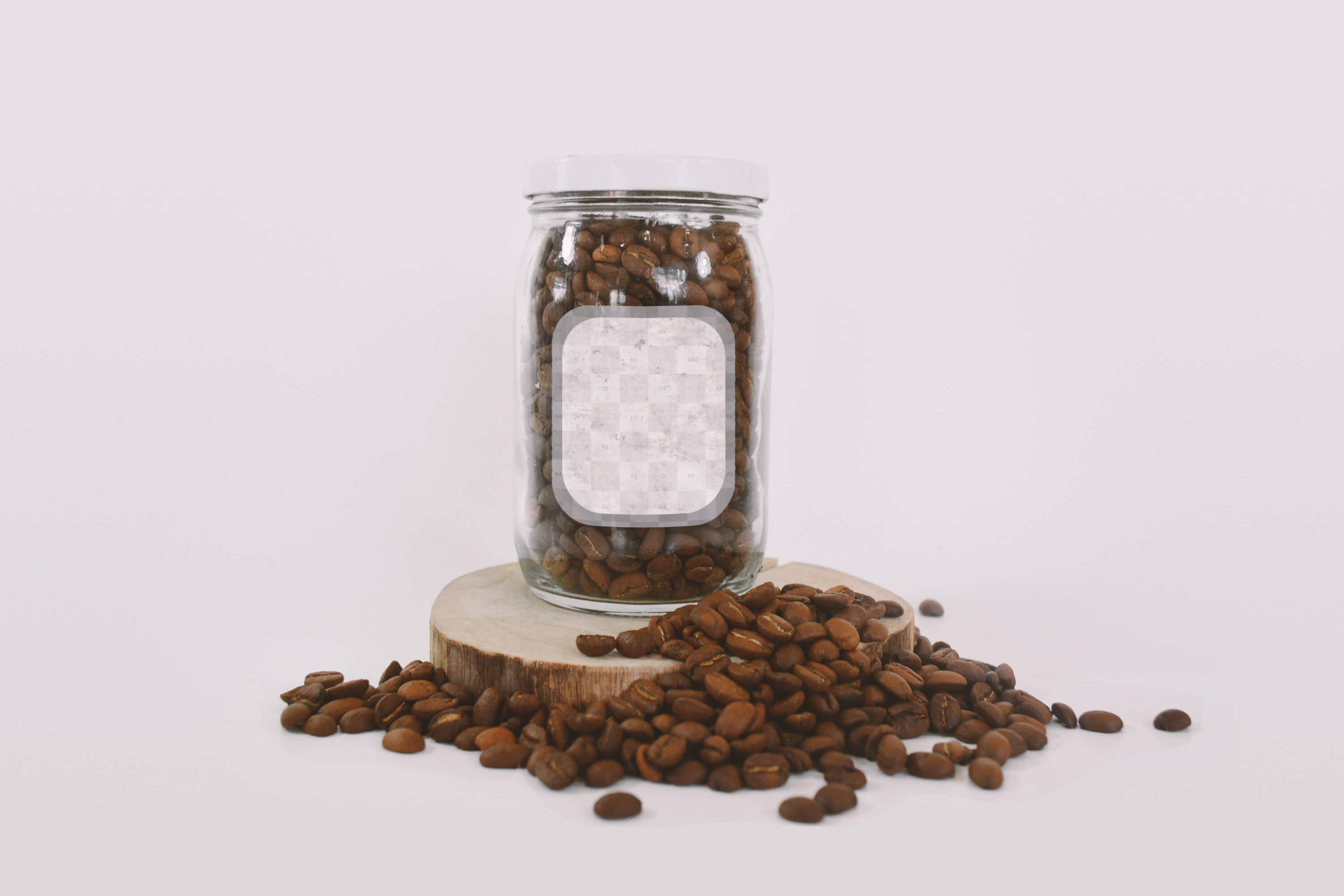 咖啡豆存储玻璃罐样机模板 Glass Jar with Coffee Mockup插图(1)