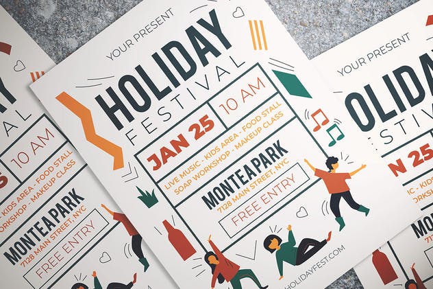 节日活动海报传单设计模板素材 Holiday Festival Flyer插图(1)