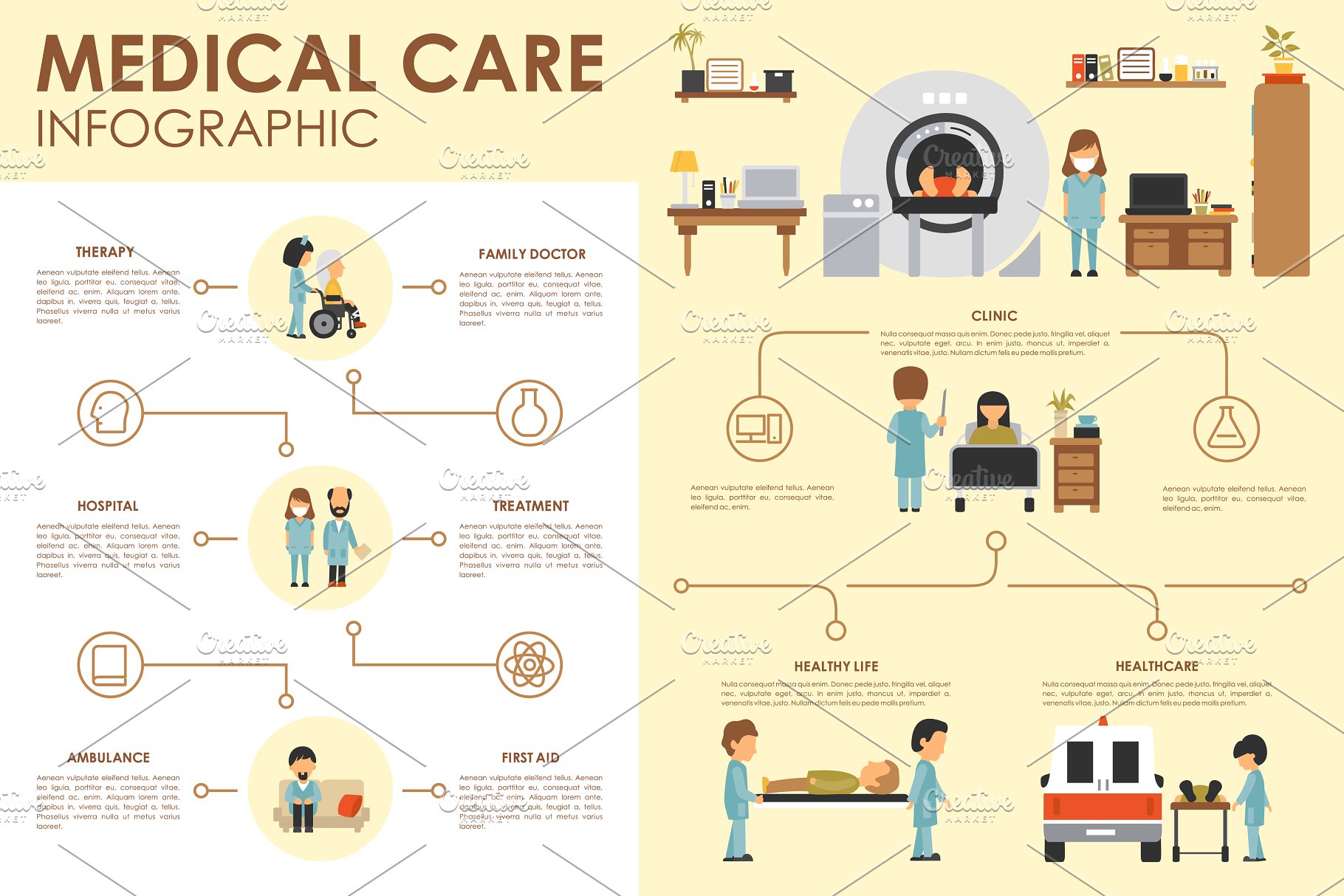 12款医药主题扁平化设计风格信息图表素材 12 Medical Flat Infographics插图(5)