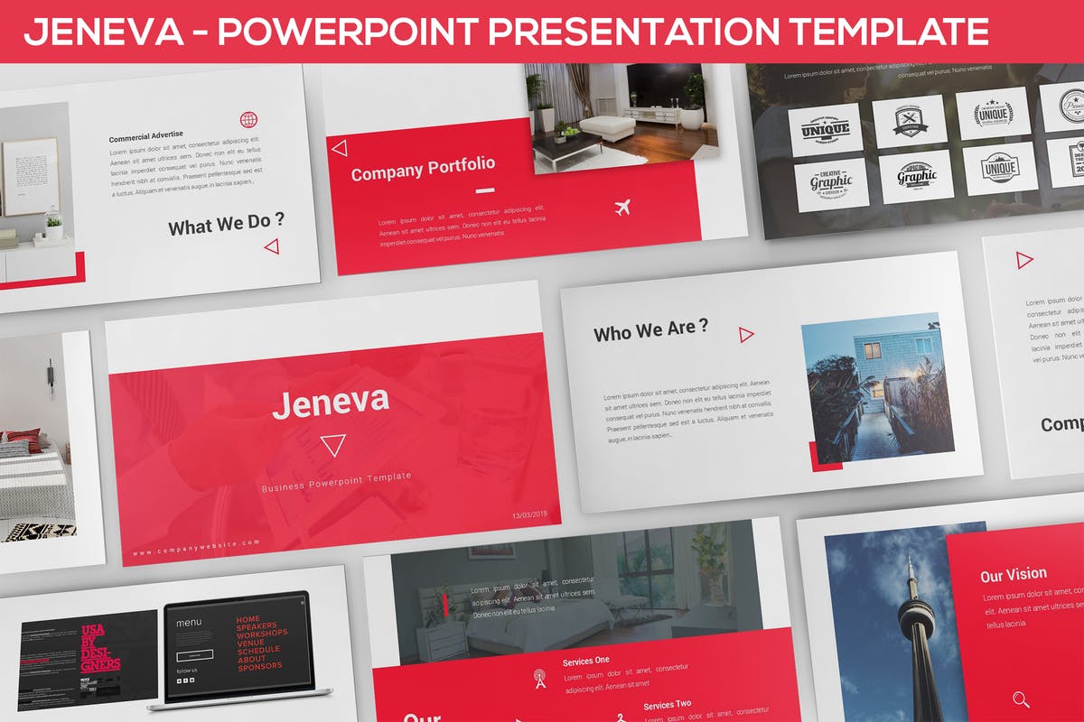金融/建筑/融资主题PPT幻灯片设计模板 Jeneva – Powerpoint Presentation Template插图