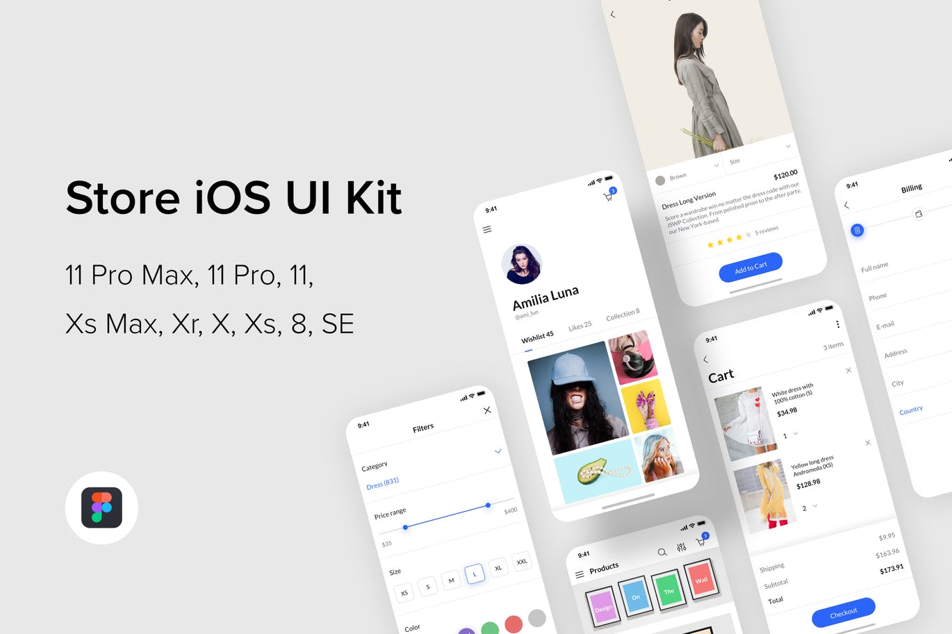 iOS平台时尚电商APP应用设计套件Figma模板 Store iOS UI Kit (Figma)插图