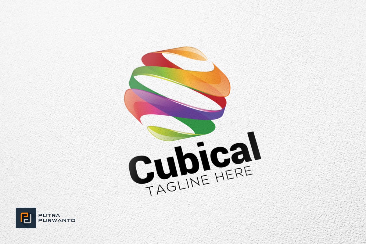 多彩丝带立方体图形Logo设计模板 Cubical – Logo Template插图