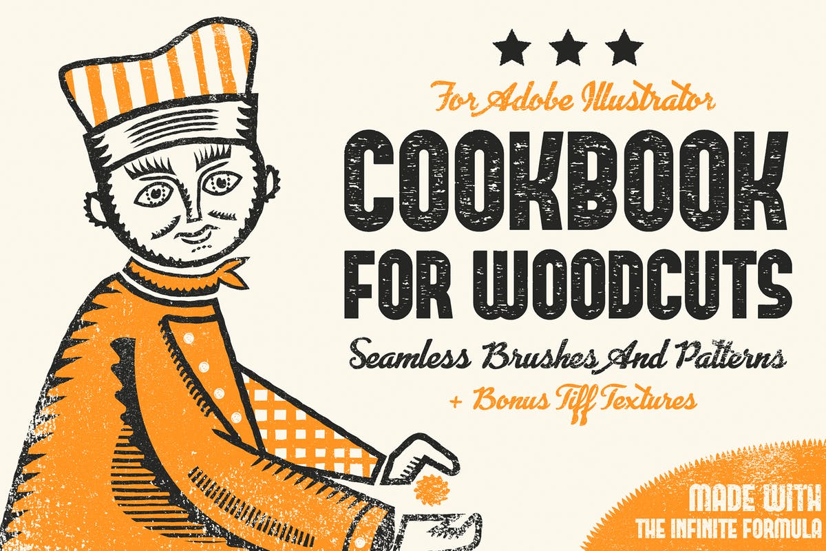 复古木刻印刷绘画风格AI笔刷 Cookbook for Woodcuts – brushes and patterns插图