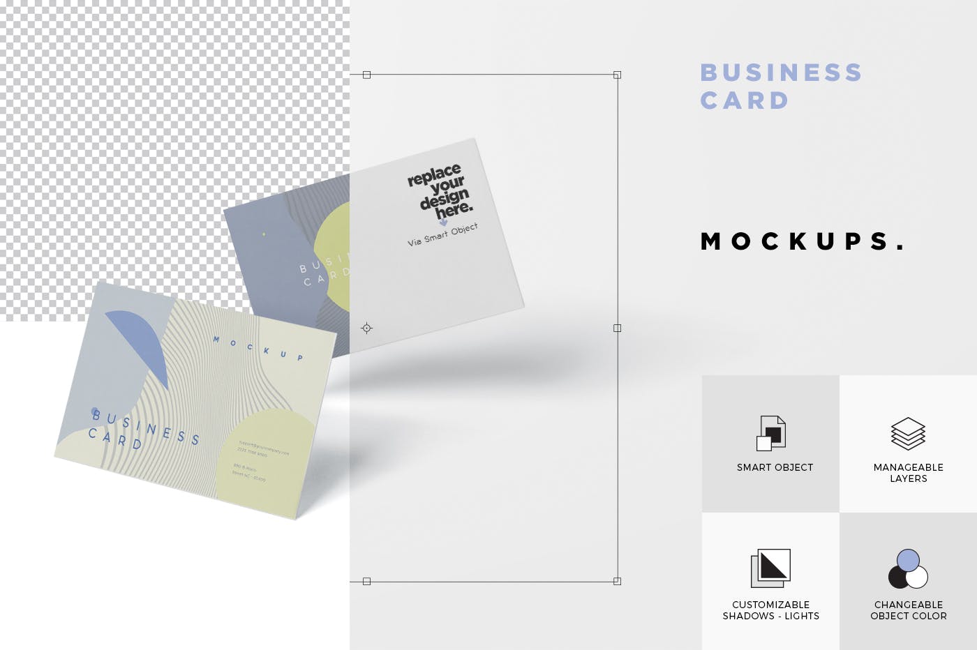企业名片设计散落效果图样机模板 Business Card Mock-Up插图(5)
