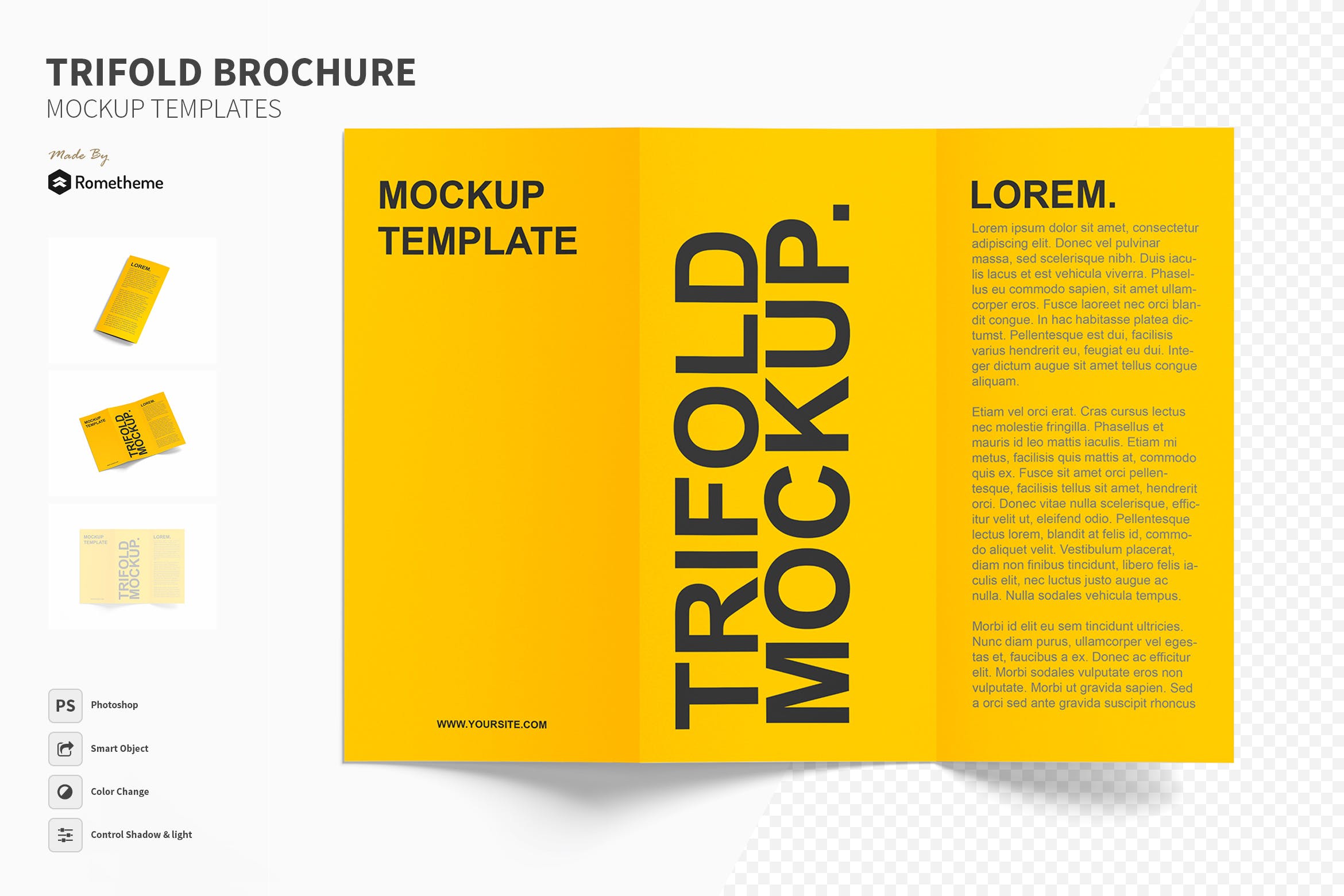 三折页企业传单设计效果图样机模板 Trifold – Brochure Mockup Set插图