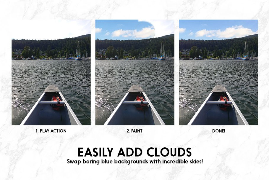 蓝天白云照片叠层PS动作 Sky Replacer Photoshop Actions插图(1)