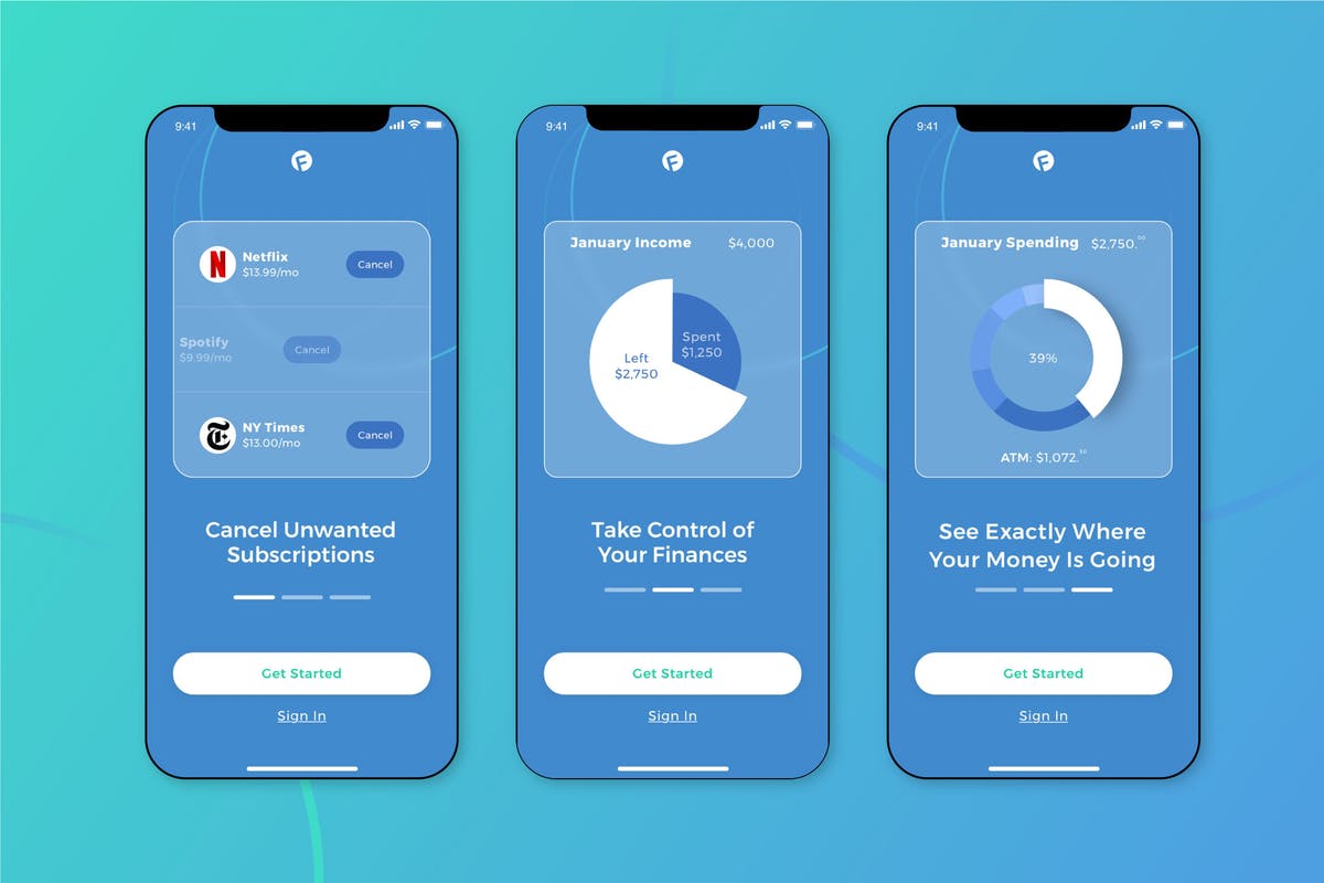 金融主题APP应用界面设计模板[蓝色版] Finance Walkthrough Mobile UI – FD插图