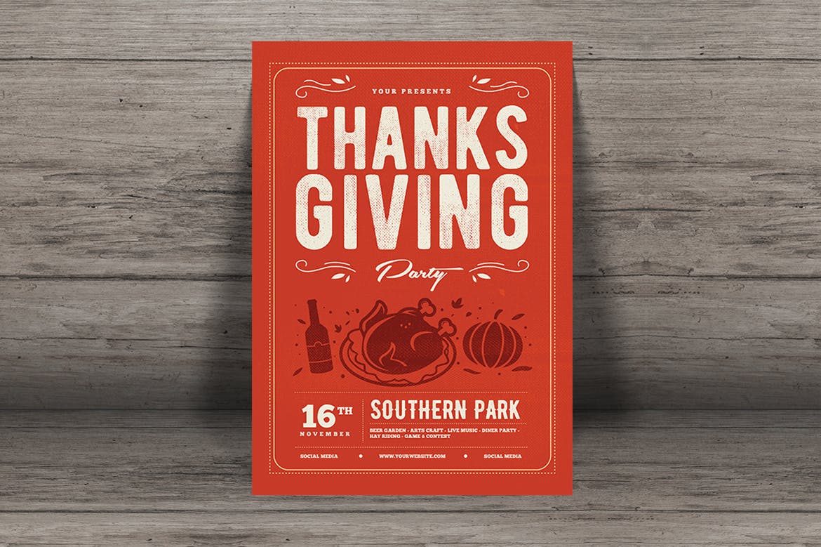 感恩节庆祝活动海报设计模板 Thanksgiving flyer插图(2)