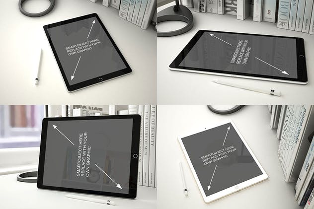真实场景平板电脑设备演示样机 Tablet Mockup – 9 Poses插图(1)