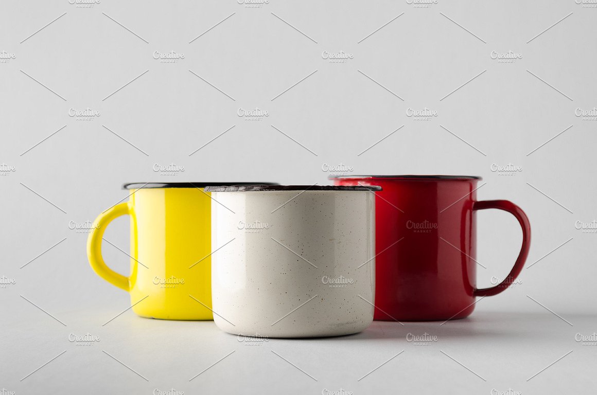 搪瓷茶杯样机模板 Enamel Mug Mock-Up Photo Bundle插图(5)