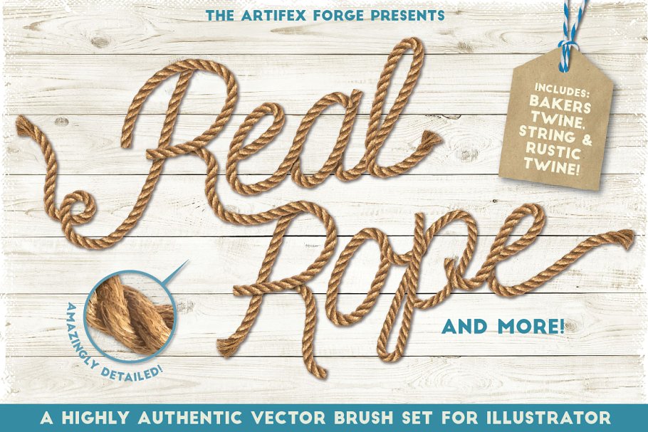 真实绳索纹理AI笔刷 Real Rope – Illustrator Brushes插图