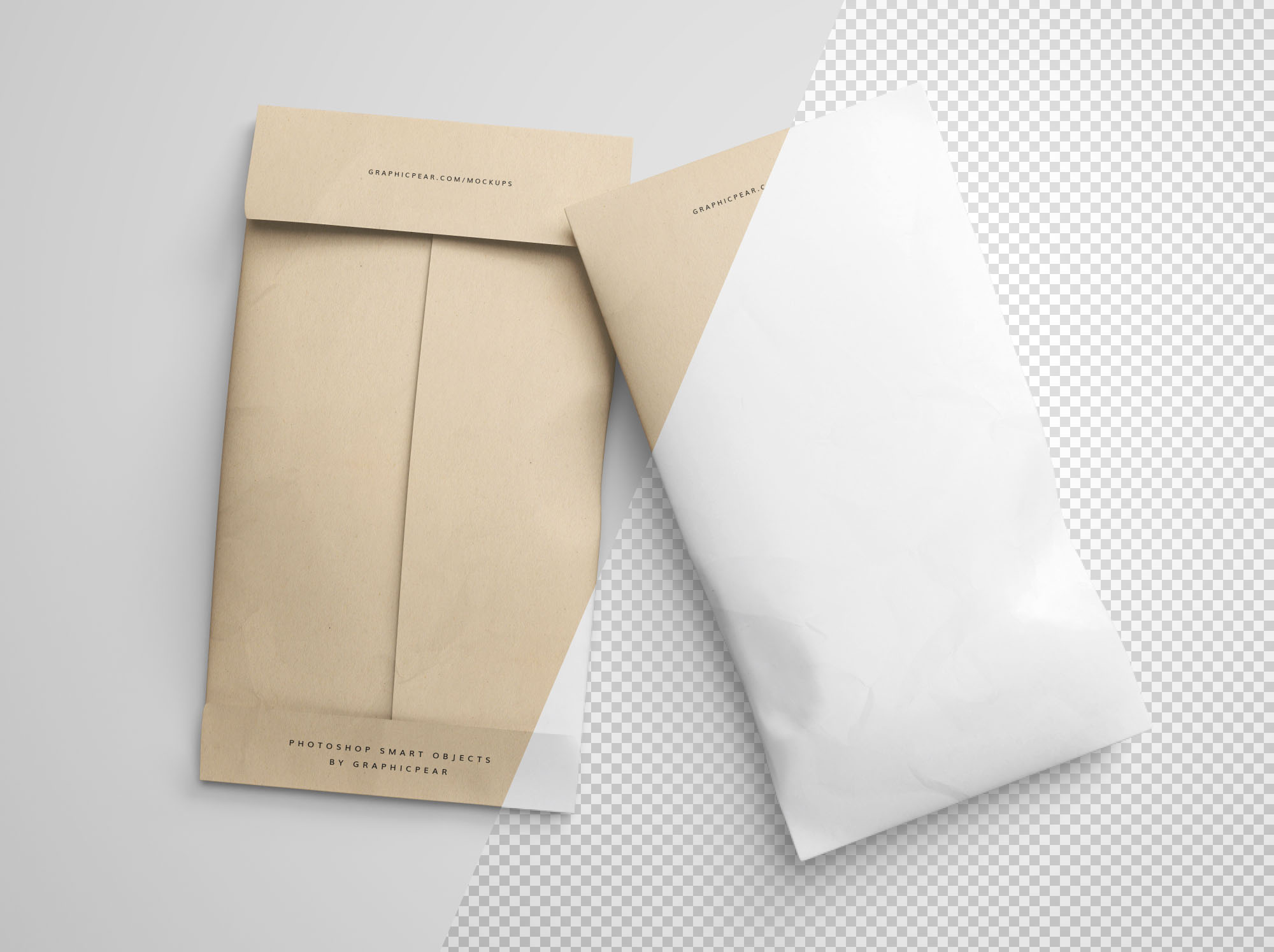 牛皮纸信封设计图样机模板 Twin Envelope Packages Mockup插图(1)