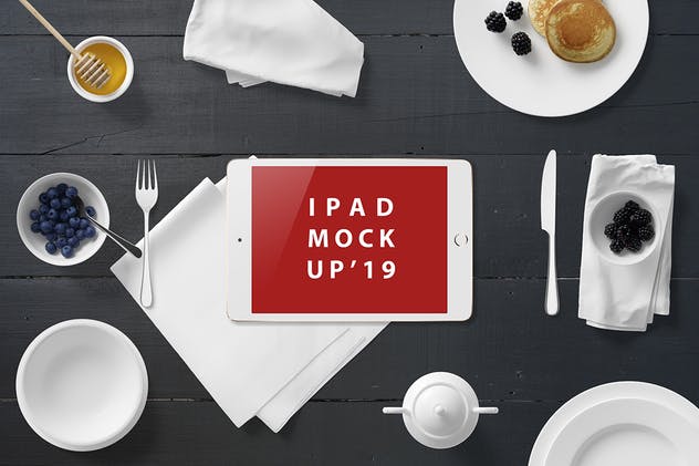 西式早餐场景iPad Mini设备展示样机 iPad Mini Mockup – Breakfast Set插图(4)