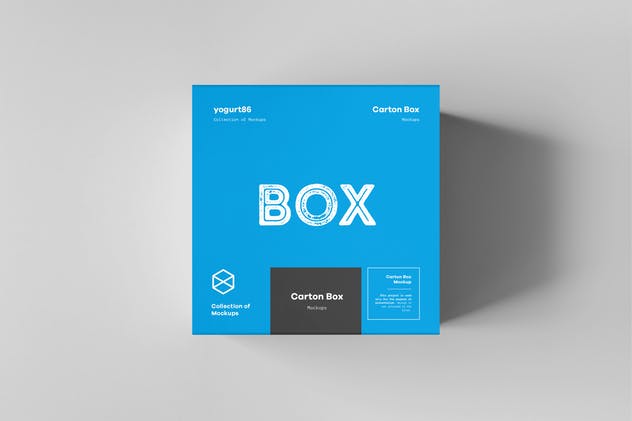 3D正方形纸箱包装样机 Carton Box Mockup 100x100x100 & Wrapper插图(5)
