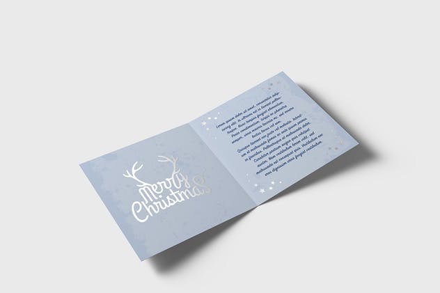 正方形铝箔冲压贺卡样机 Square Greeting Card Mock-Up with Foil Stamping插图(12)