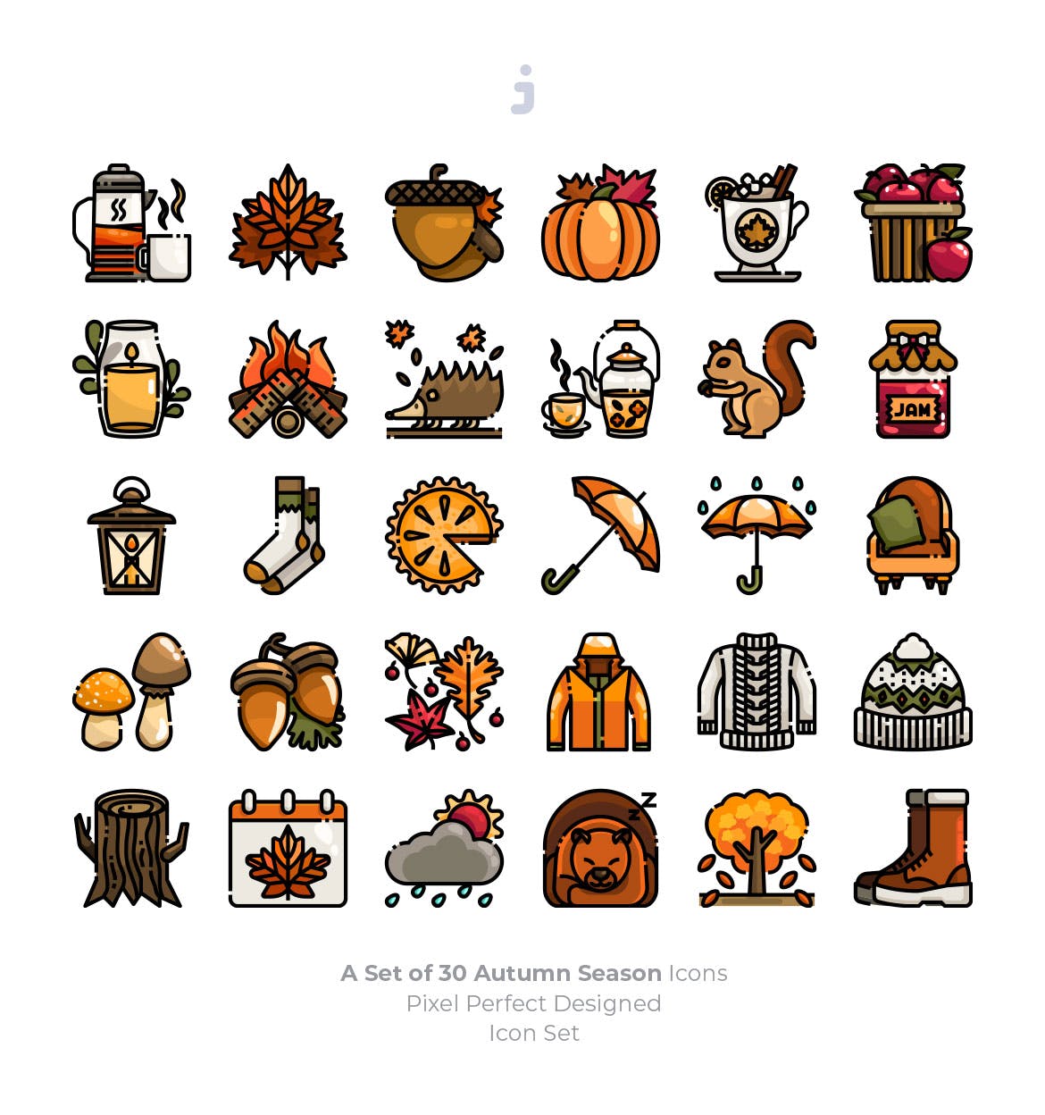 30枚秋季主题元素矢量图标素材 30 Autumn Season Icons插图(1)