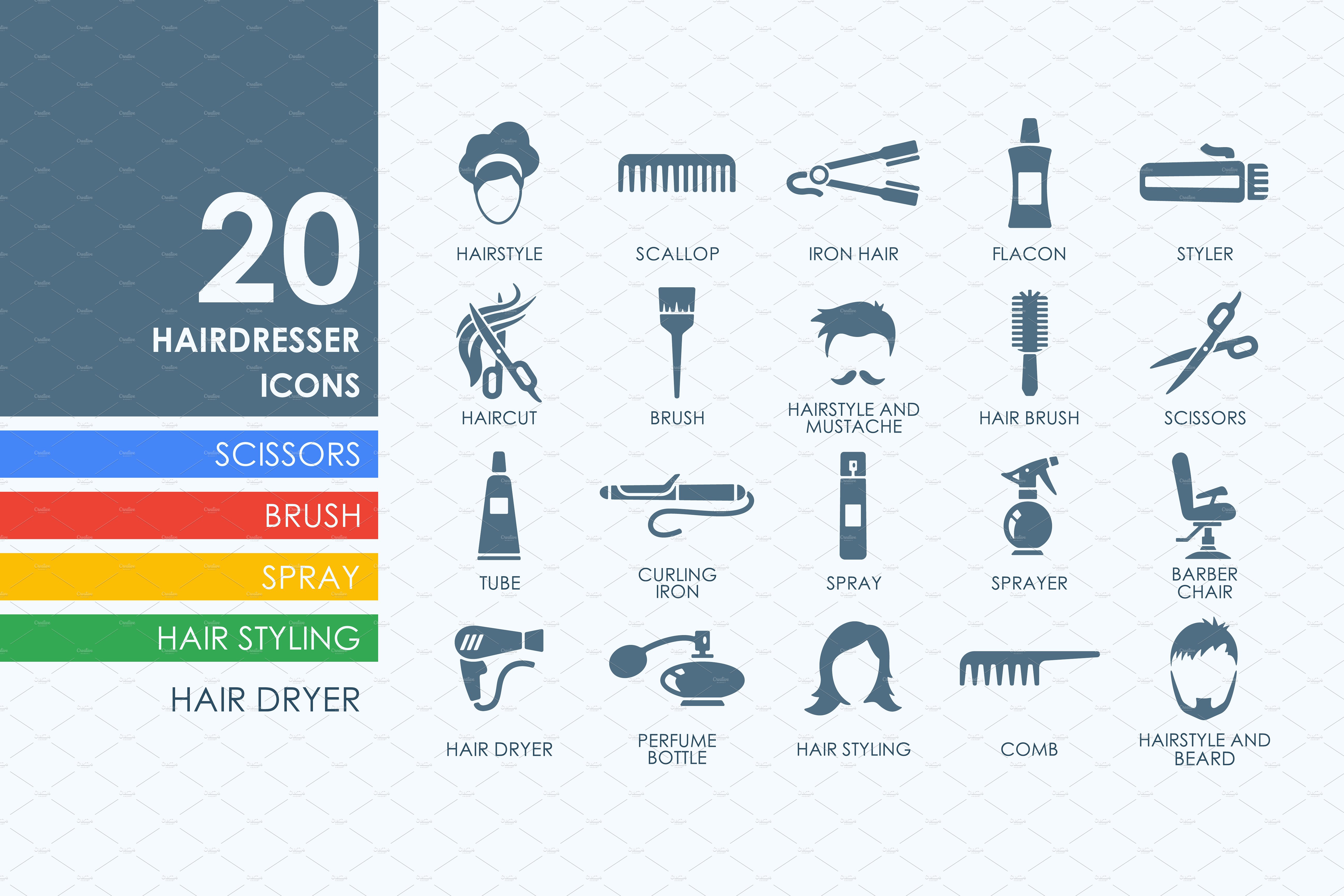 20枚美发理发店主题图标 20 Barber Shop icons插图