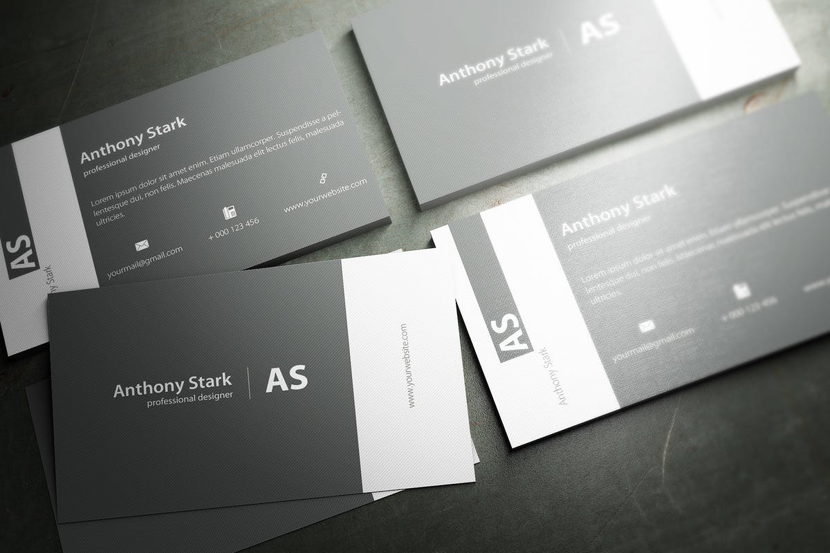 灰色简约元素企业名片设计模板 Grey Elegant Business Card Design插图