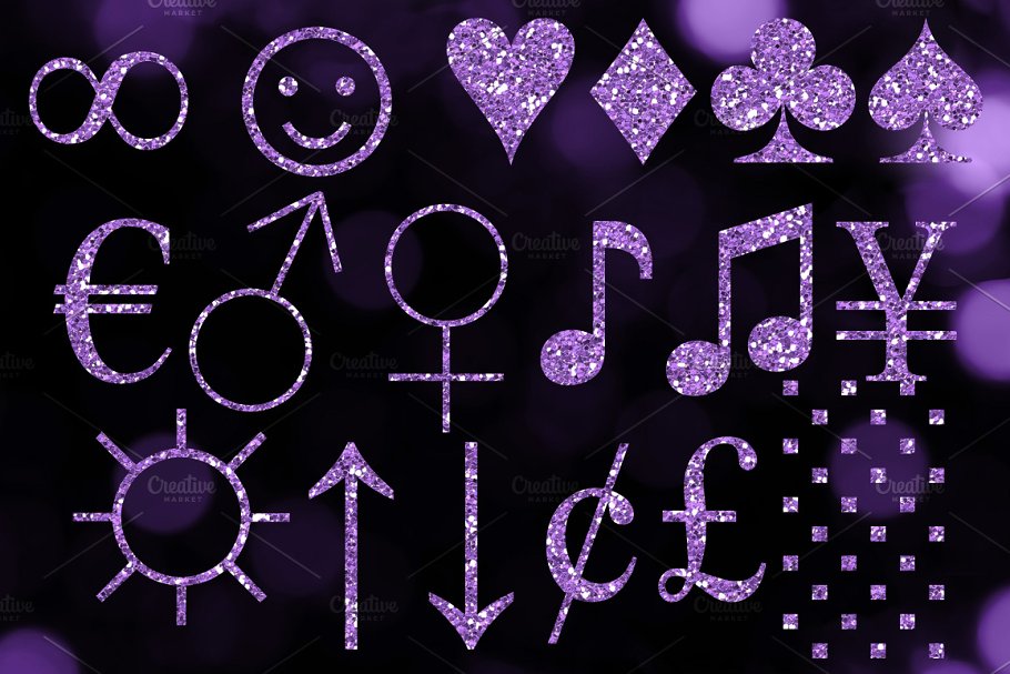 紫色闪光字母剪贴画 Purple Glitter Alphabet Clip Art插图(3)