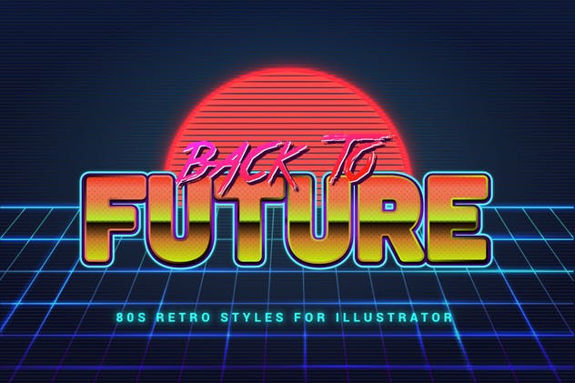 80年代复古插画风格PS字体样式 for AI 80s Retro Illustrator Styles插图(7)