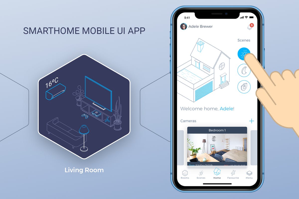 智能家居APP应用UI设计模板V6 Smart Home Mobile Ui 6 – TH插图