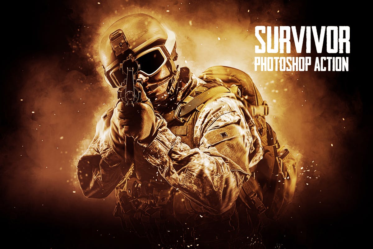 非常逼真的战争烟火效果PS动作 Survivor Photoshop Action插图