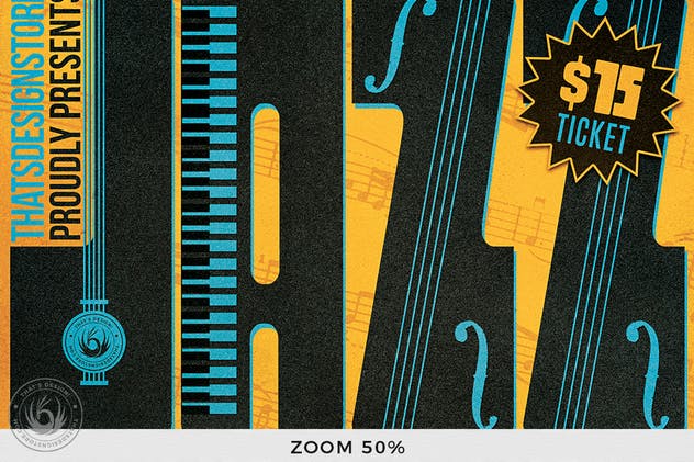 爵士音乐会活动海报模板设计v2 Jazz Festival Flyer Template V2插图(6)