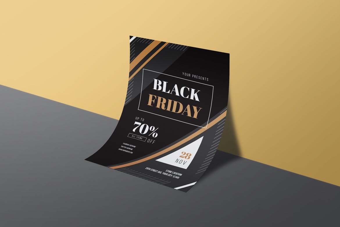 商务设计风格黒五打折活动海报传单设计模板 Black Friday 2018 Flyers插图(3)