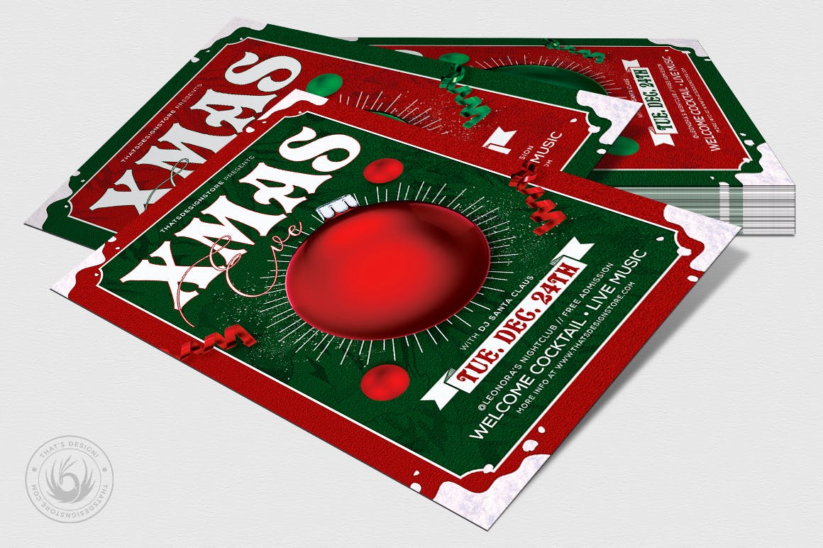 平安夜音乐鸡尾酒狂欢活动传单海报设计模板v9 Christmas Eve Flyer Template V9插图(3)