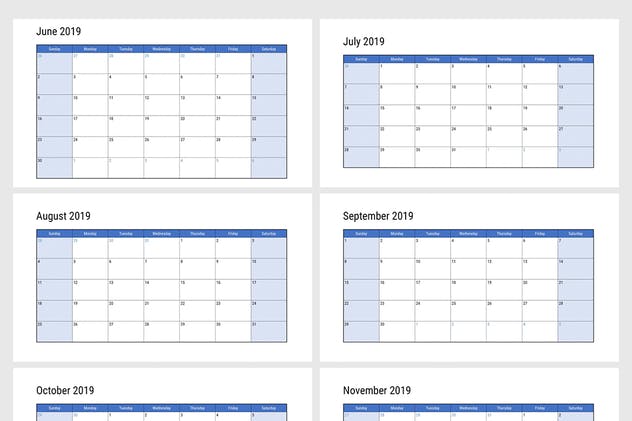 2019年新年年历Google幻灯片模板 Calendar 2019 US for Google Slides插图(2)