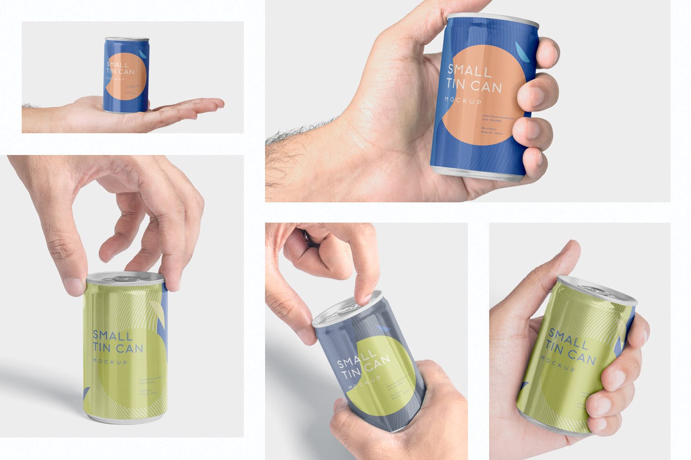 小型饮料易拉罐外观设计预览样机 5 Small Tin Can Mockups插图(1)