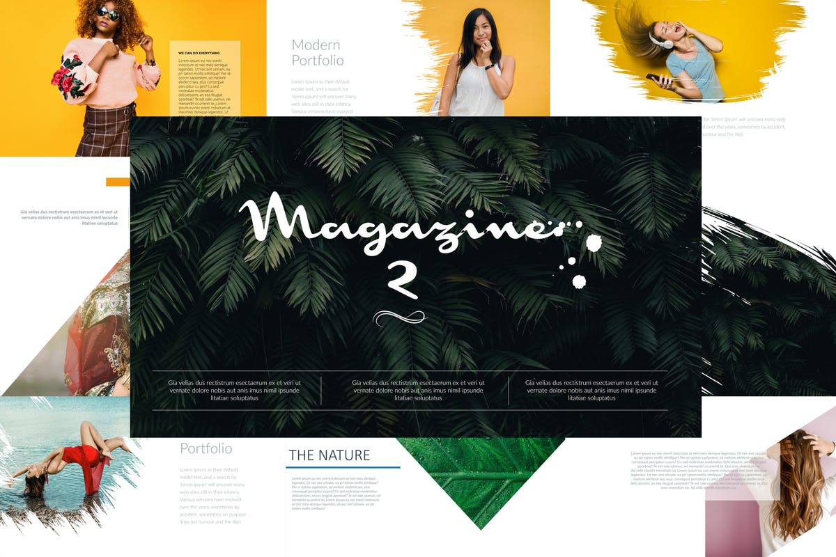 时尚杂志设计风格PPT幻灯片模板下载 MAGAZINE 2 Powerpoint template插图