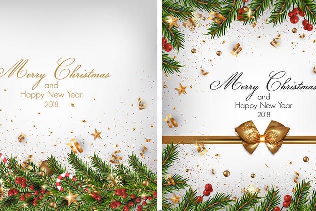 现代圣诞节&新年贺卡设计模板 Modern Merry Christmas and Happy New Year Cards插图(1)