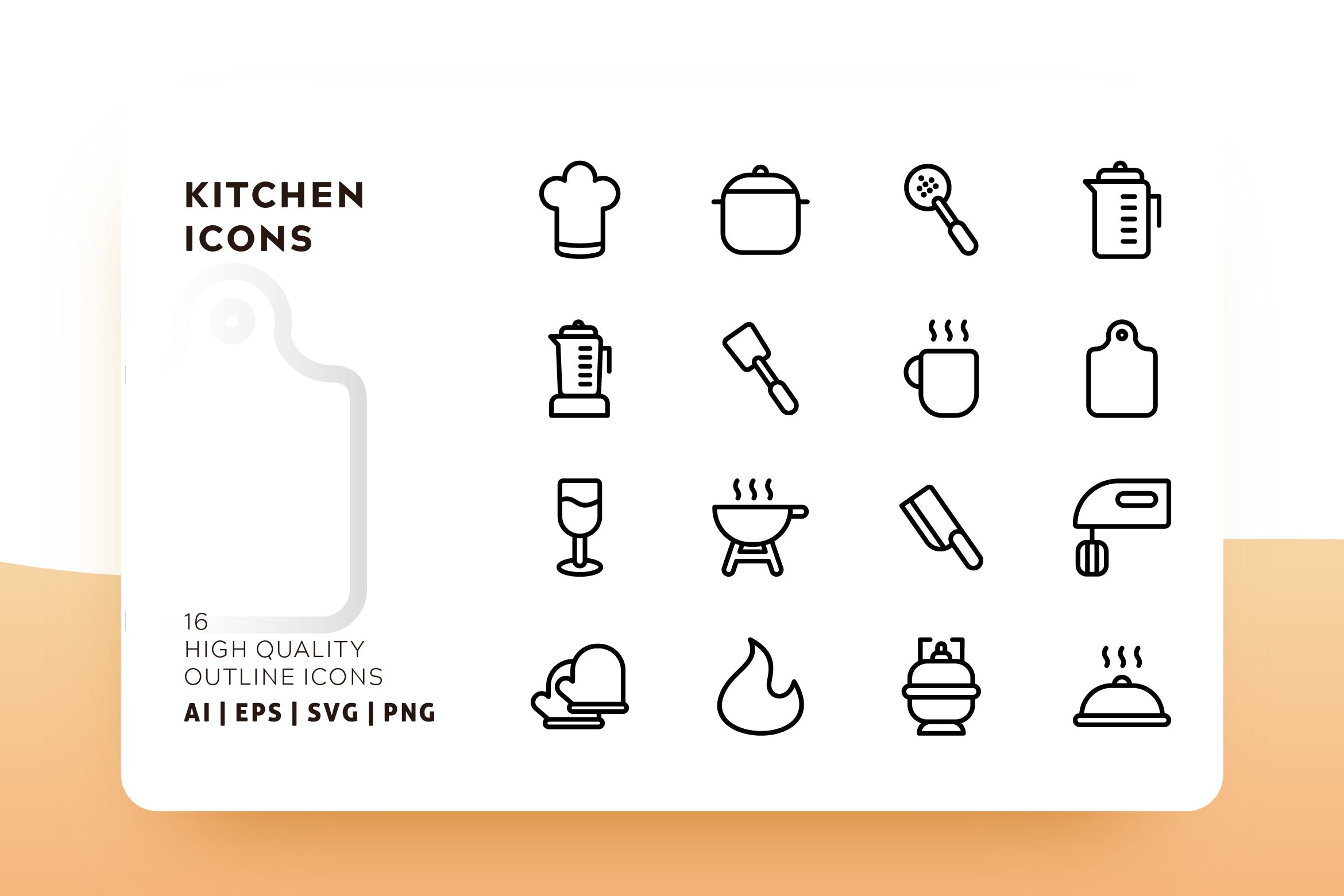 厨房用品Outline风格轮廓图标素材 KITCHEN OUTLINE插图