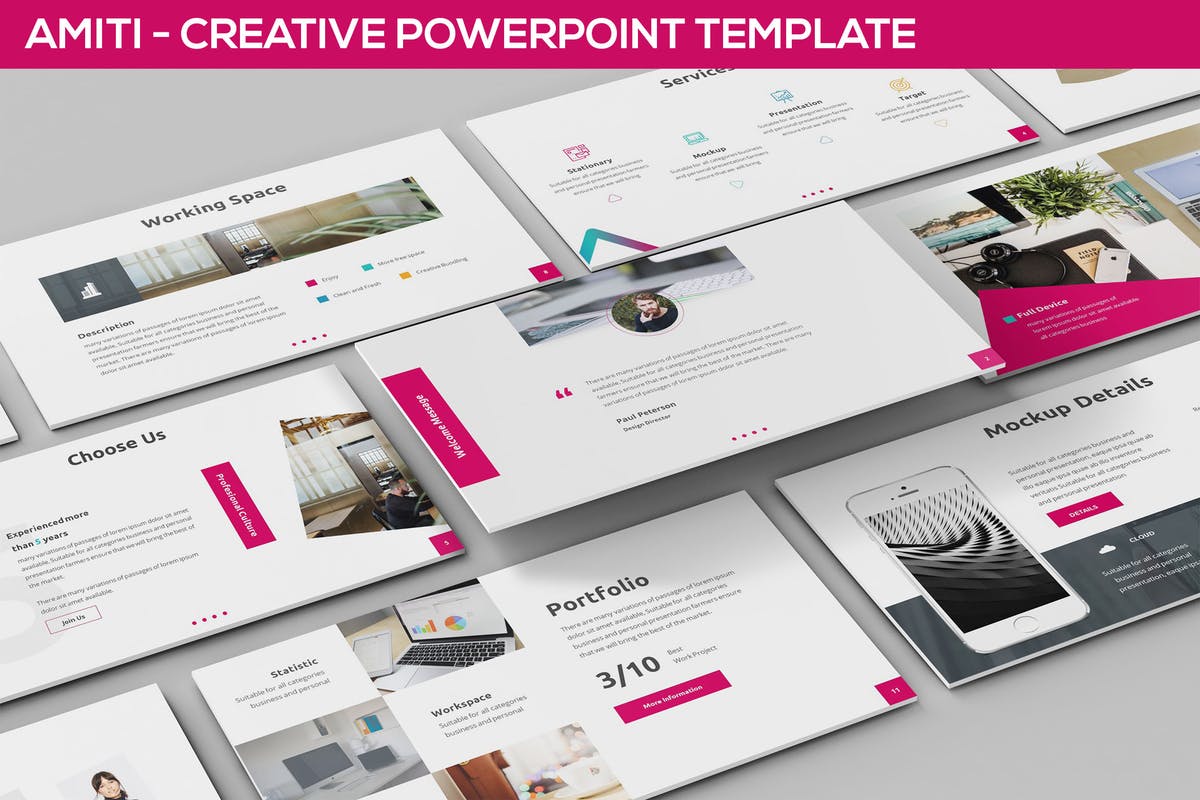 创意多用途PPT设计演示模板 Amiti – Creative Powerpoint Template插图