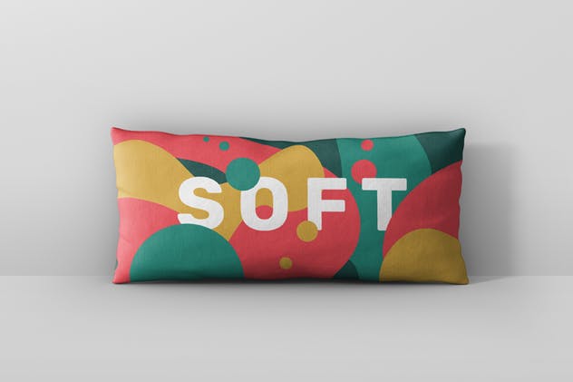 时尚多彩长矩形沙发卧室枕头样机模板 Pillow Mockup – Long Rectangle插图(1)