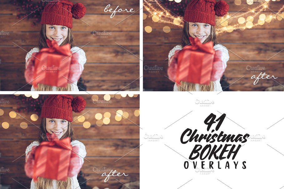 圣诞灯饰光影照片处理图层样式 Christmas Overlays for Photographers插图(3)