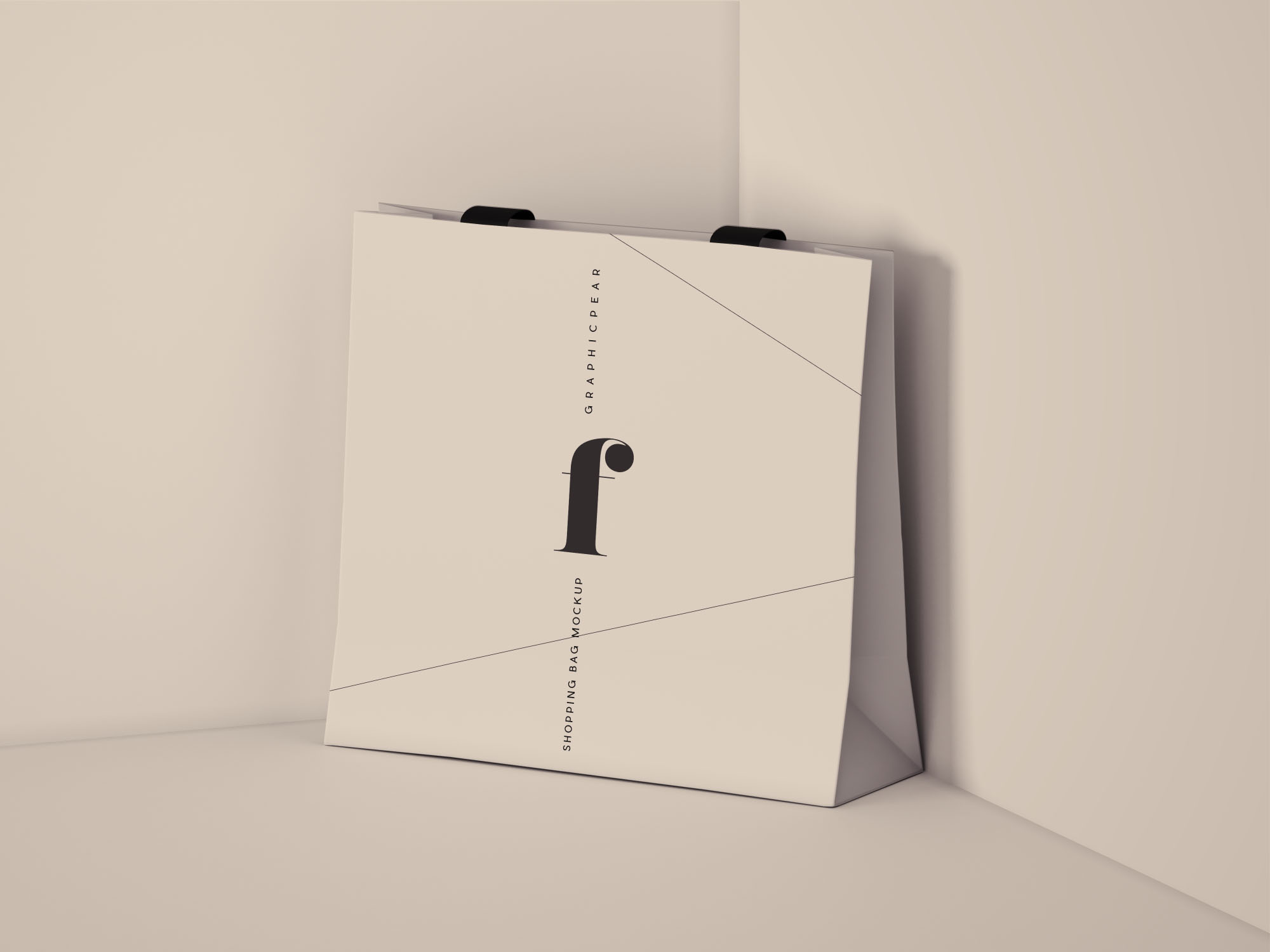 方形品牌商店购物袋设计图PSD样机模板 Square Shopping Bag Mockup .PSD插图(1)