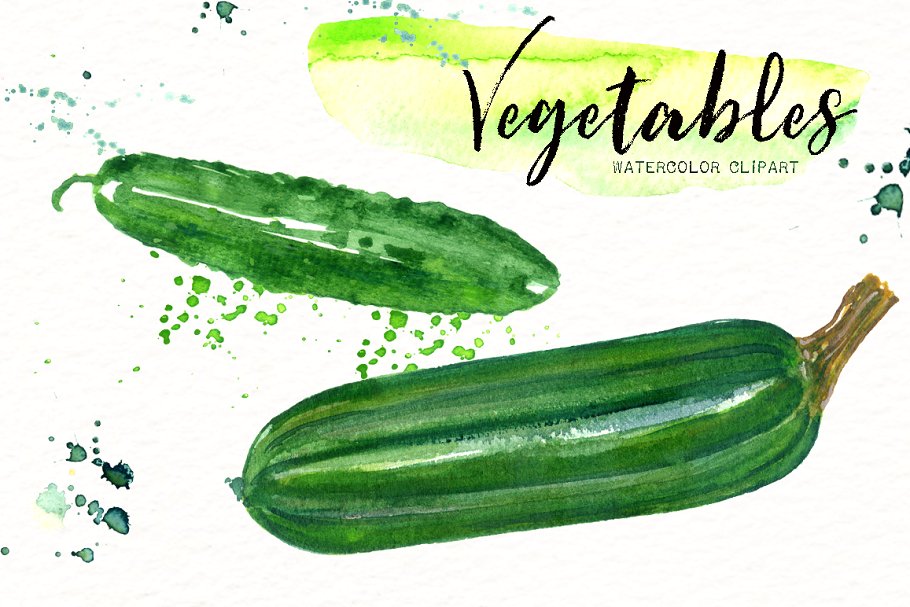 素材素食水彩剪贴画 Vegetables. Vegan Watercolor clipart插图(10)